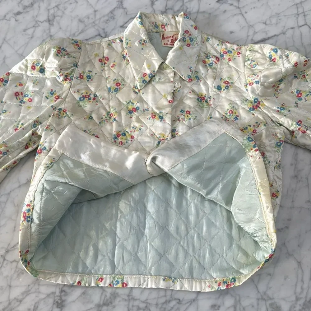 Vintage Quilted Girls Jacket Size 8/10 Cotton Cottagecore Ramona of California